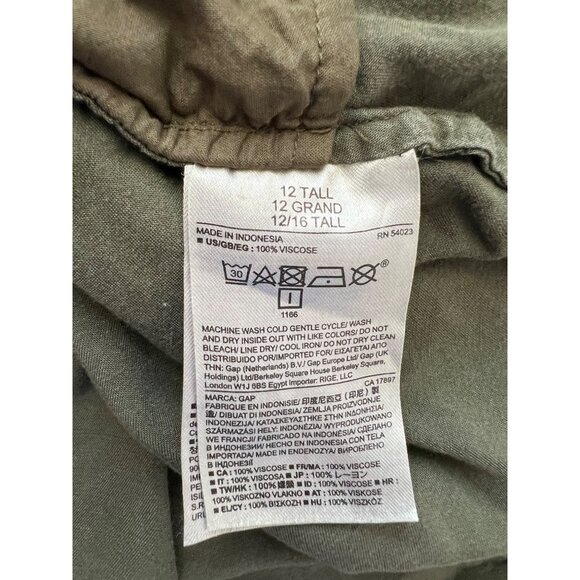 Gap Womens Olive Green Utility Tunic Dress With Pockets  Size 12T - Picture 6 of 8